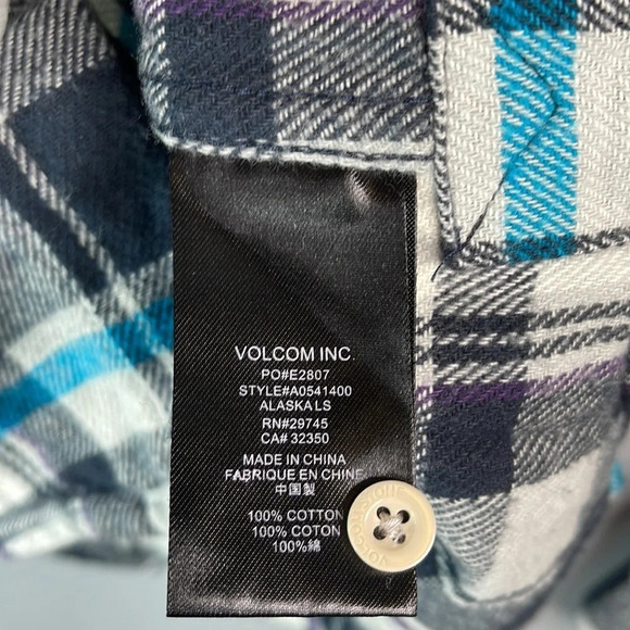VOLCOM Mens Alaska Long Sleeve Plaid  Flannel Shirt Classic Fit Button Size M - Picture 9 of 12